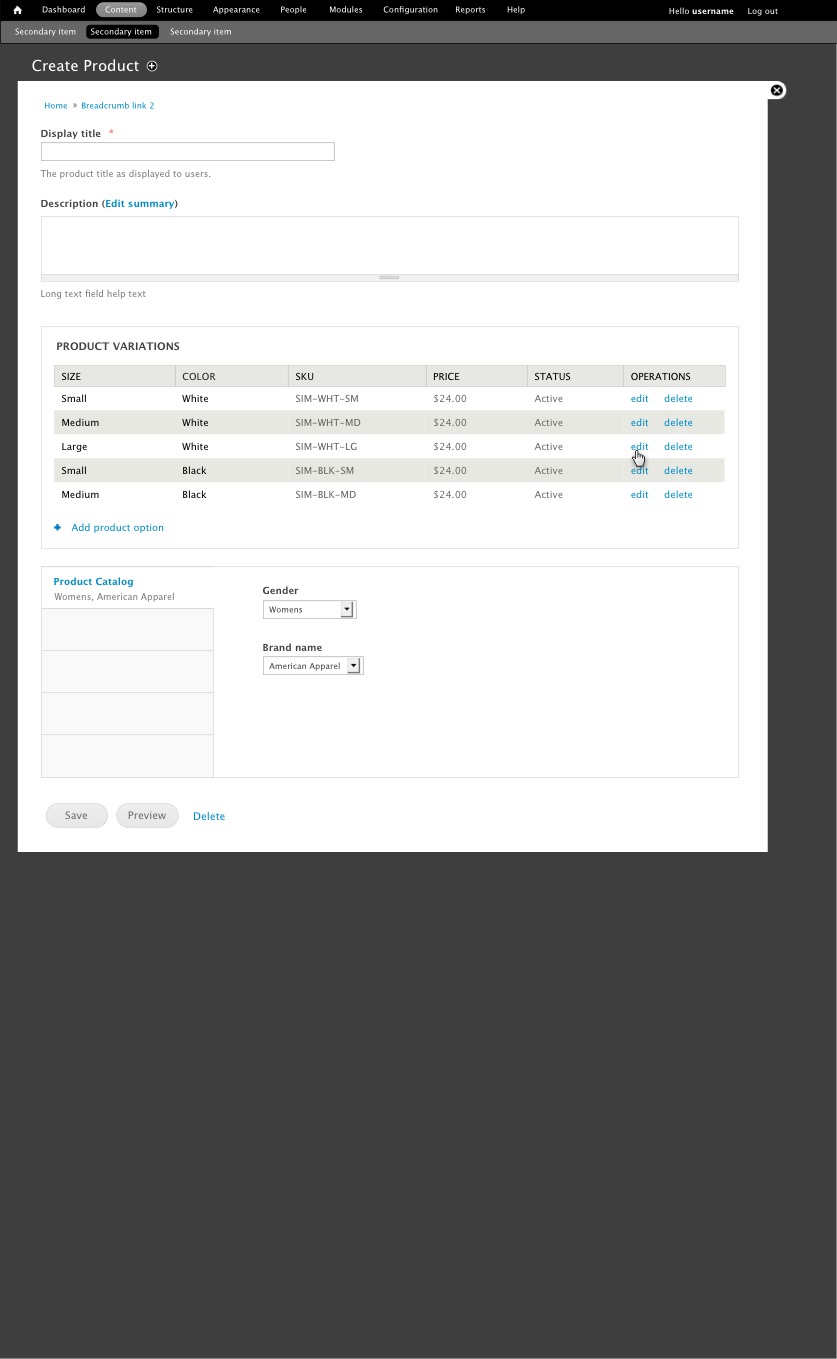 Inline form - list view